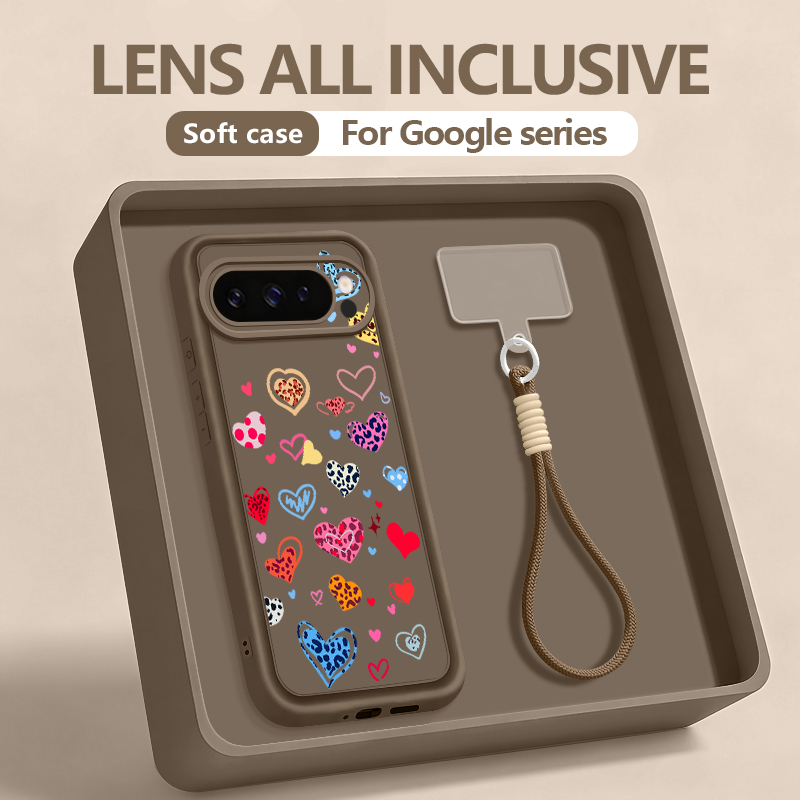 Google Pixel 8A - Kolorowe etui z nadrukiem serca dla